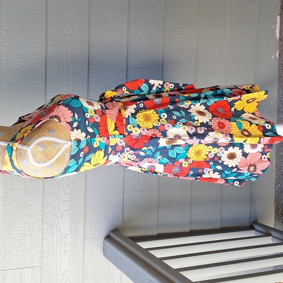 Modcloth Ixia 60's Colorful Floral Dress Size Small Made In USA Retro - Picture 5 of 10